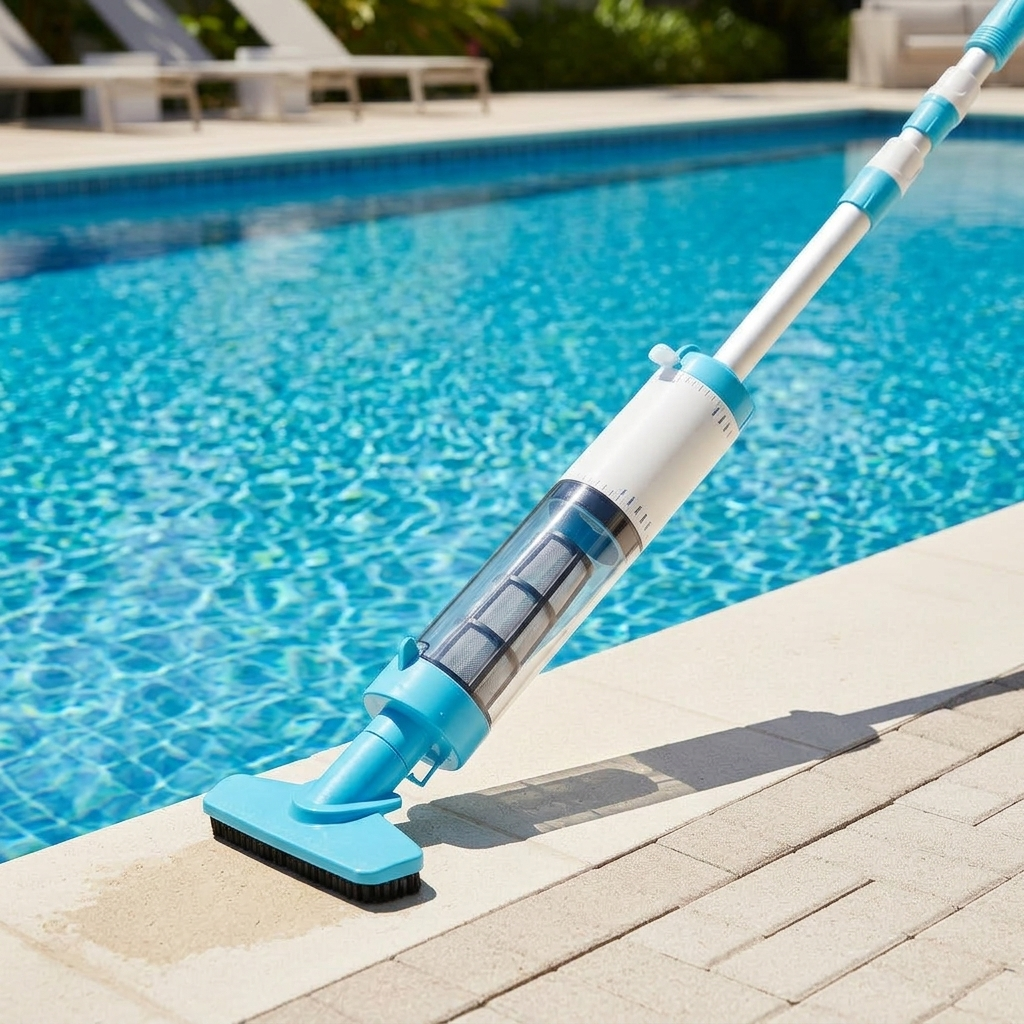 Cordless Pool Vacuum Cleaner with Telescopic Pole, Three Brush Heads and 90 Minute Battery for Pools — photo 1