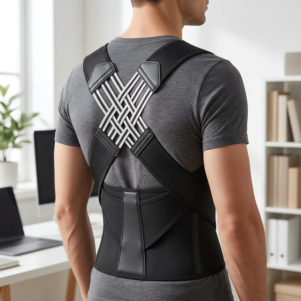 Adjustable Posture Support Brace in Breathable Elastic Fabric, Lightweight Everyday Back Support — photo 1