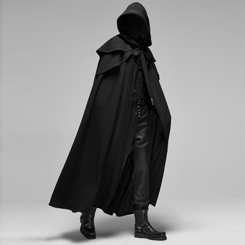 Hooded Cloak with Cape Shoulder Capelet and Decorative Trim for Gothic Costume — photo 1