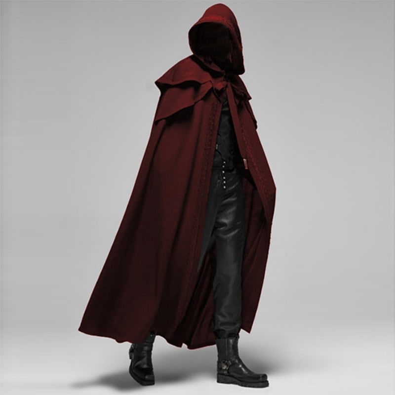 Hooded Cloak with Cape Shoulder Capelet and Decorative Trim for Gothic Costume — photo 2