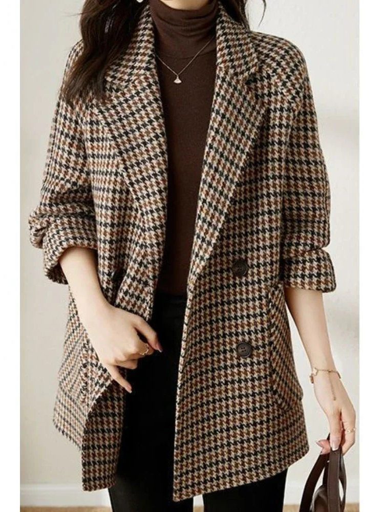 Women's Wool-Effect Houndstooth Blazer Coat — photo 5