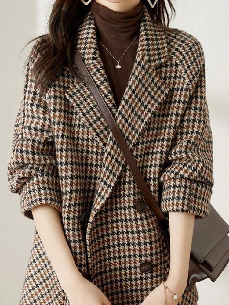 Women's Wool-Effect Houndstooth Blazer Coat — photo 6