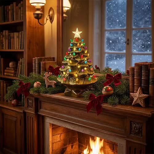 Illuminated Christmas Tree Lamp – miniature, resin, star accent — photo 1