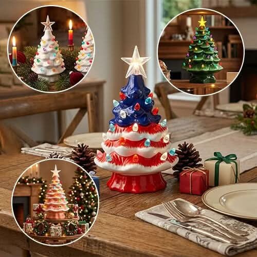 Illuminated Christmas Tree Lamp – miniature, resin, star accent — photo 3