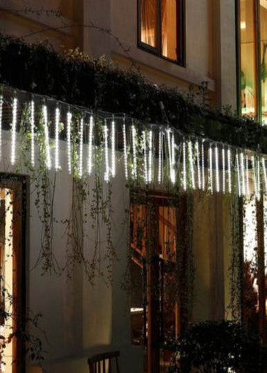 LED Dripping Icicle Lights Outdoor Christmas Cascading Meteor Shower 8 Tubes 20 Inch Linkable Set — photo 9