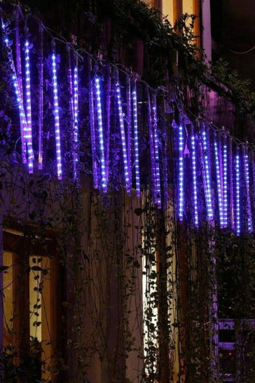 LED Dripping Icicle Lights Outdoor Christmas Cascading Meteor Shower 8 Tubes 20 Inch Linkable Set — photo 7