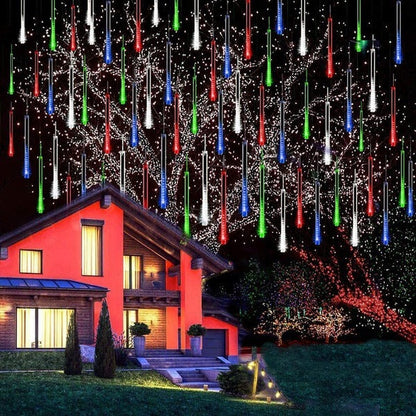 LED Dripping Icicle Lights Outdoor Christmas Cascading Meteor Shower 8 Tubes 20 Inch Linkable Set — photo 4