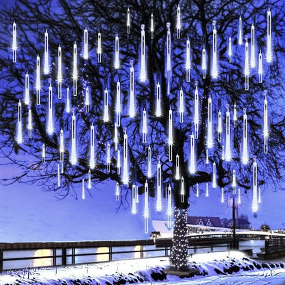 LED Dripping Icicle Lights Outdoor Christmas Cascading Meteor Shower 8 Tubes 20 Inch Linkable Set — photo 5