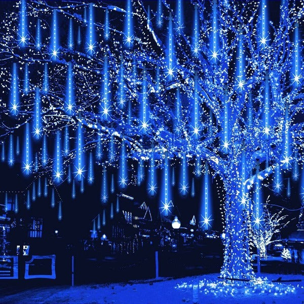 LED Dripping Icicle Lights Outdoor Christmas Cascading Meteor Shower 8 Tubes 20 Inch Linkable Set — photo 3