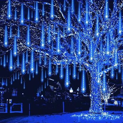 LED Dripping Icicle Lights Outdoor Christmas Cascading Meteor Shower 8 Tubes 20 Inch Linkable Set — photo 3