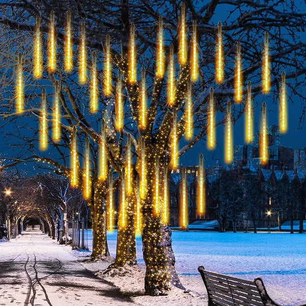 LED Dripping Icicle Lights Outdoor Christmas Cascading Meteor Shower 8 Tubes 20 Inch Linkable Set — photo 2