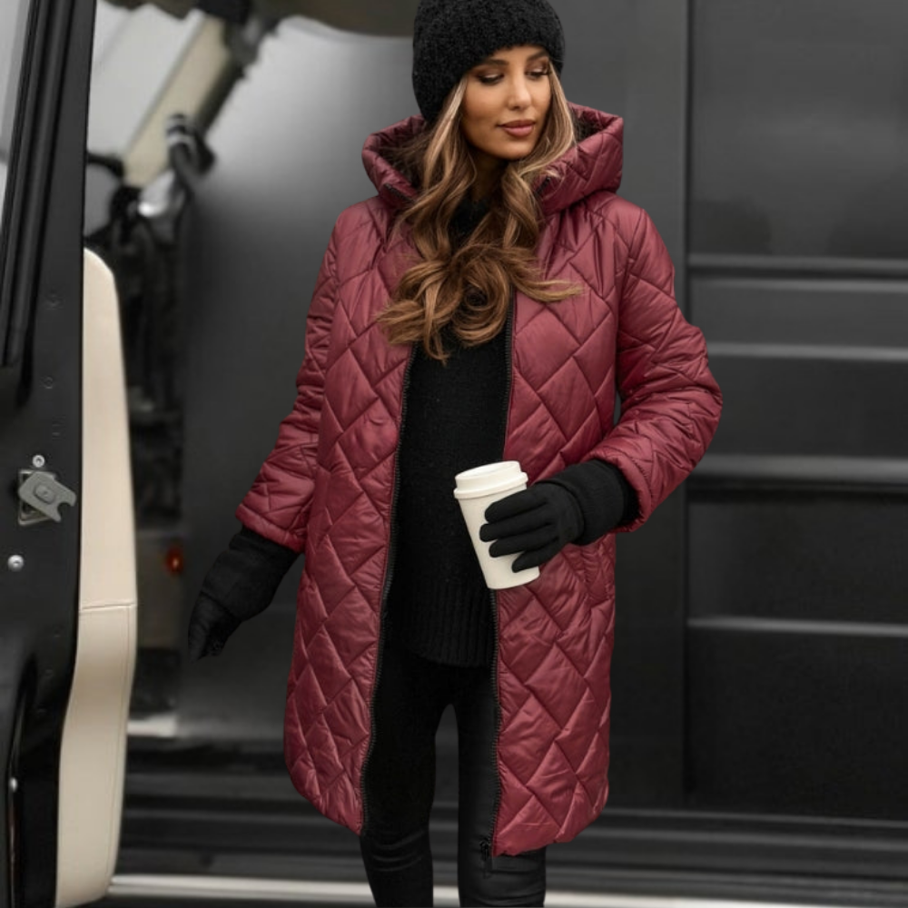Women's Long Quilted Coat — Hooded, Lightweight Profile, Tailored Fit — photo 5