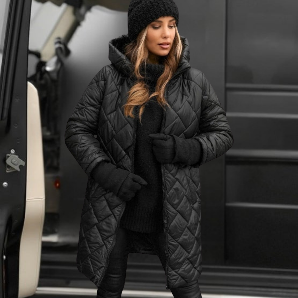 Women's Long Quilted Coat — Hooded, Lightweight Profile, Tailored Fit — photo 4