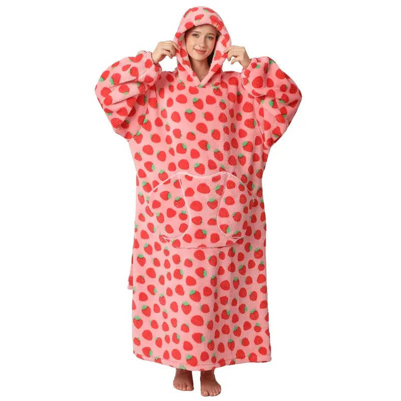 Long Wearable Blanket Hoodie Oversized Sherpa Fleece Hooded Blanket with Kangaroo Pocket for Adults — photo 17
