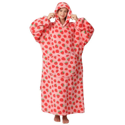 Long Wearable Blanket Hoodie Oversized Sherpa Fleece Hooded Blanket with Kangaroo Pocket for Adults — photo 17