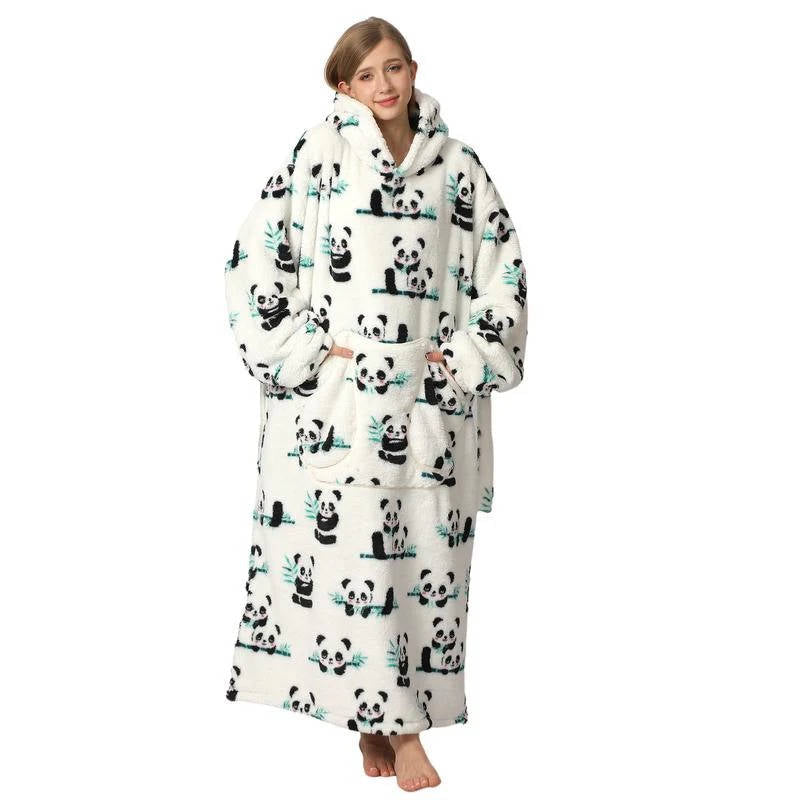 Long Wearable Blanket Hoodie Oversized Sherpa Fleece Hooded Blanket with Kangaroo Pocket for Adults — photo 18