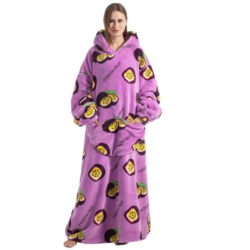 Long Wearable Blanket Hoodie Oversized Sherpa Fleece Hooded Blanket with Kangaroo Pocket for Adults — photo 8