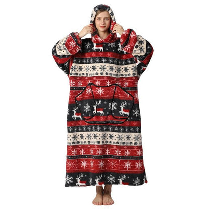 Long Wearable Blanket Hoodie Oversized Sherpa Fleece Hooded Blanket with Kangaroo Pocket for Adults — photo 19