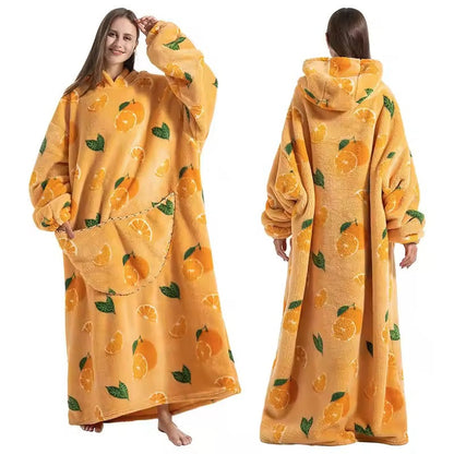 Long Wearable Blanket Hoodie Oversized Sherpa Fleece Hooded Blanket with Kangaroo Pocket for Adults — photo 5