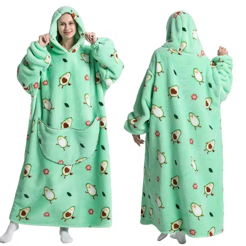 Long Wearable Blanket Hoodie Oversized Sherpa Fleece Hooded Blanket with Kangaroo Pocket for Adults — photo 7