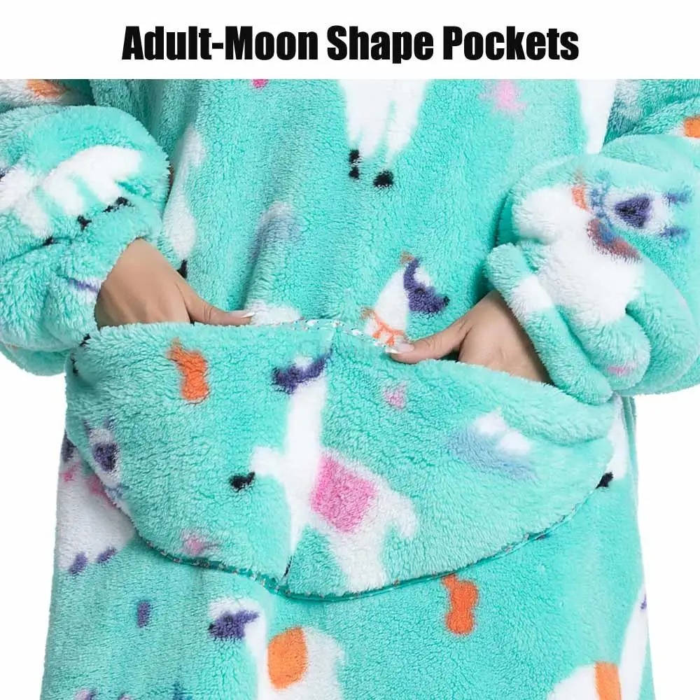 Long Wearable Blanket Hoodie Oversized Sherpa Fleece Hooded Blanket with Kangaroo Pocket for Adults — photo 34