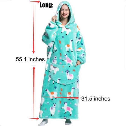 Long Wearable Blanket Hoodie Oversized Sherpa Fleece Hooded Blanket with Kangaroo Pocket for Adults — photo 35