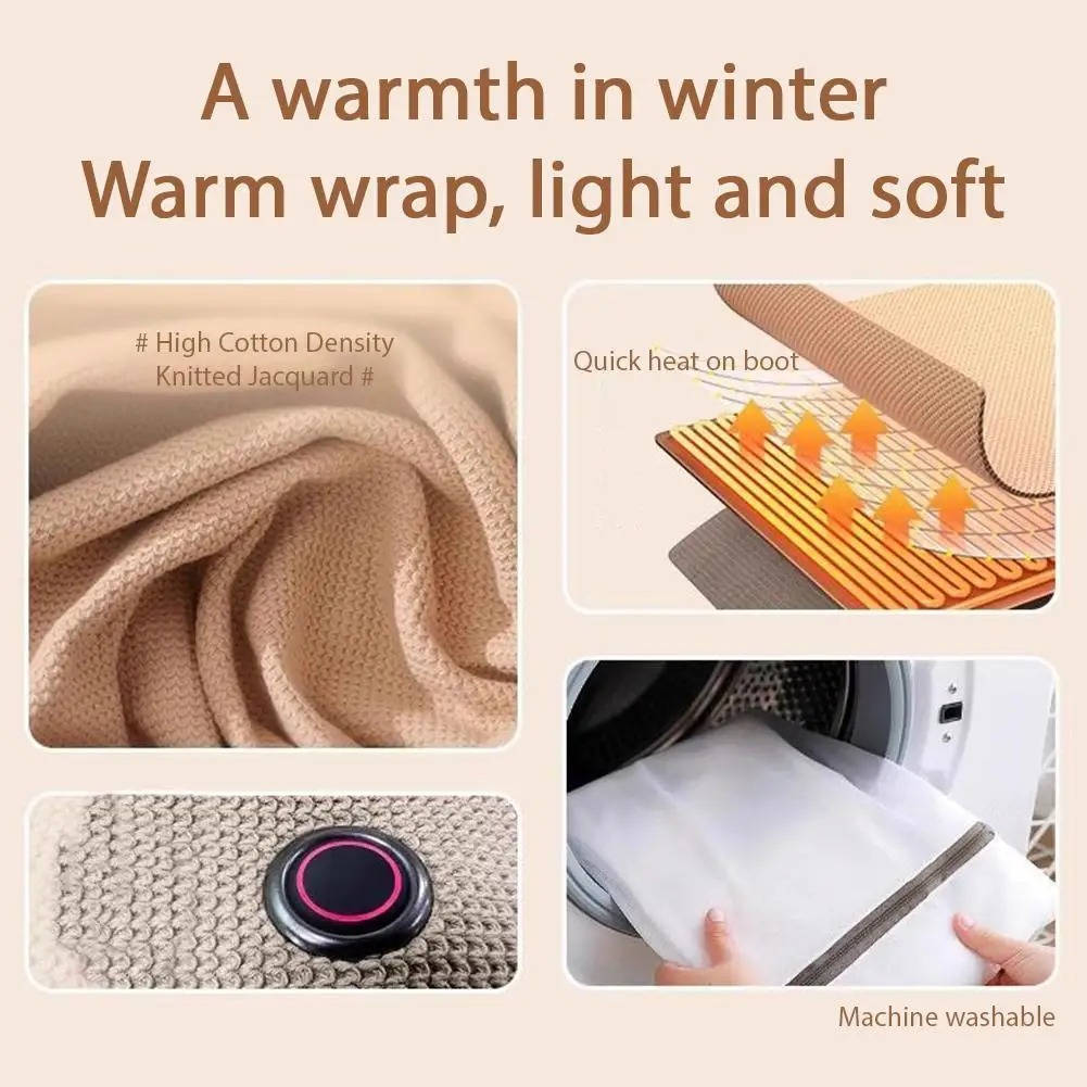 USB C Heated Shawl Blanket with Eight Heating Zones and Three Heat Levels — photo 15