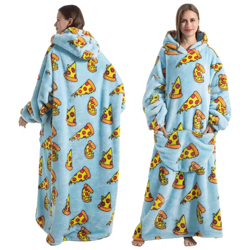 Long Wearable Blanket Hoodie Oversized Sherpa Fleece Hooded Blanket with Kangaroo Pocket for Adults — photo 3