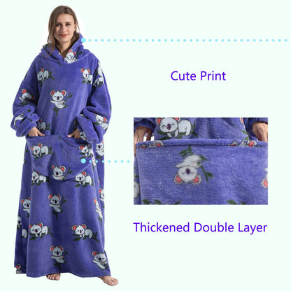 Long Wearable Blanket Hoodie Oversized Sherpa Fleece Hooded Blanket with Kangaroo Pocket for Adults — photo 33