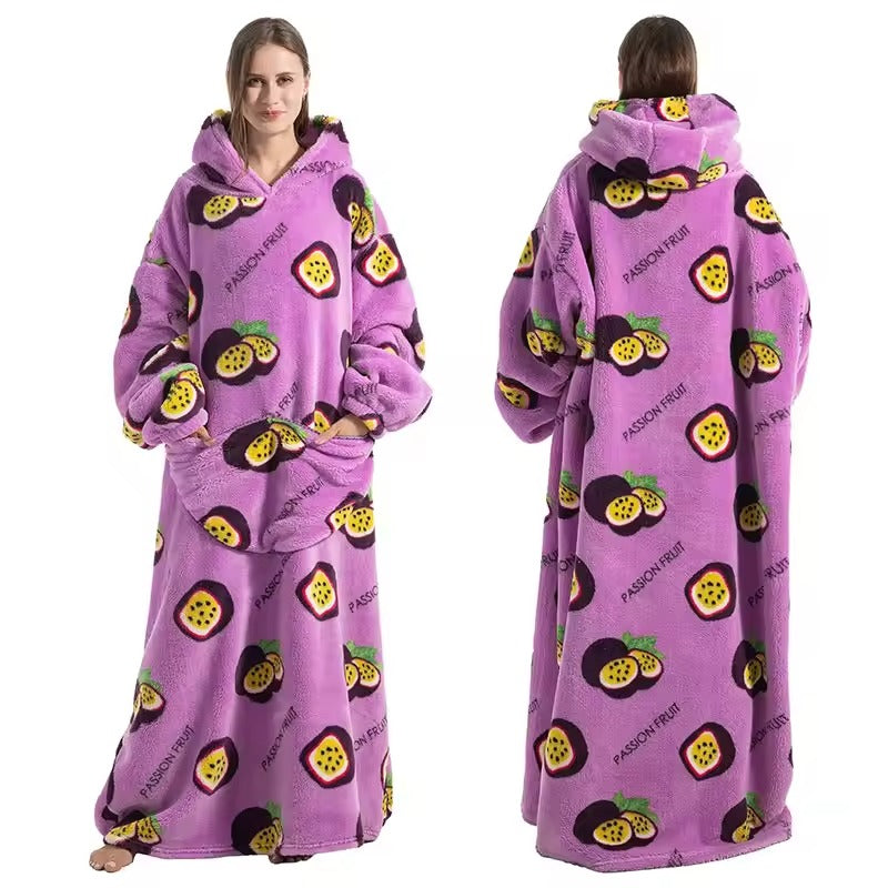 Long Wearable Blanket Hoodie Oversized Sherpa Fleece Hooded Blanket with Kangaroo Pocket for Adults — photo 9