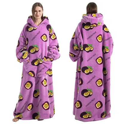Long Wearable Blanket Hoodie Oversized Sherpa Fleece Hooded Blanket with Kangaroo Pocket for Adults — photo 9