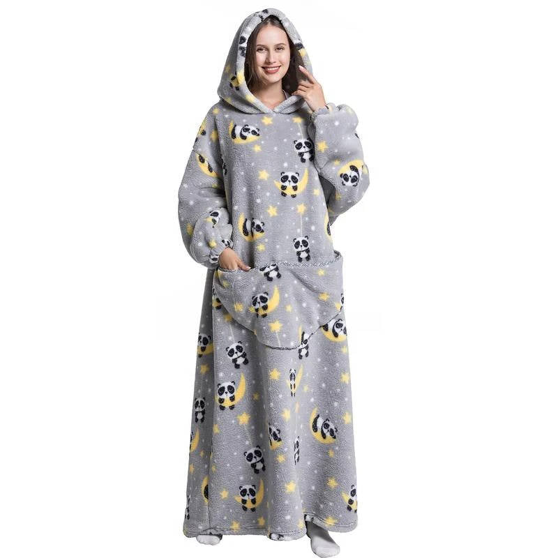 Long Wearable Blanket Hoodie Oversized Sherpa Fleece Hooded Blanket with Kangaroo Pocket for Adults — photo 11