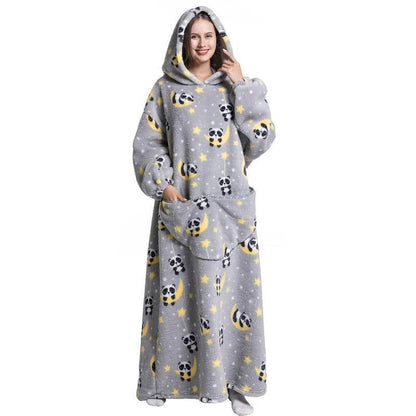 Long Wearable Blanket Hoodie Oversized Sherpa Fleece Hooded Blanket with Kangaroo Pocket for Adults — photo 11