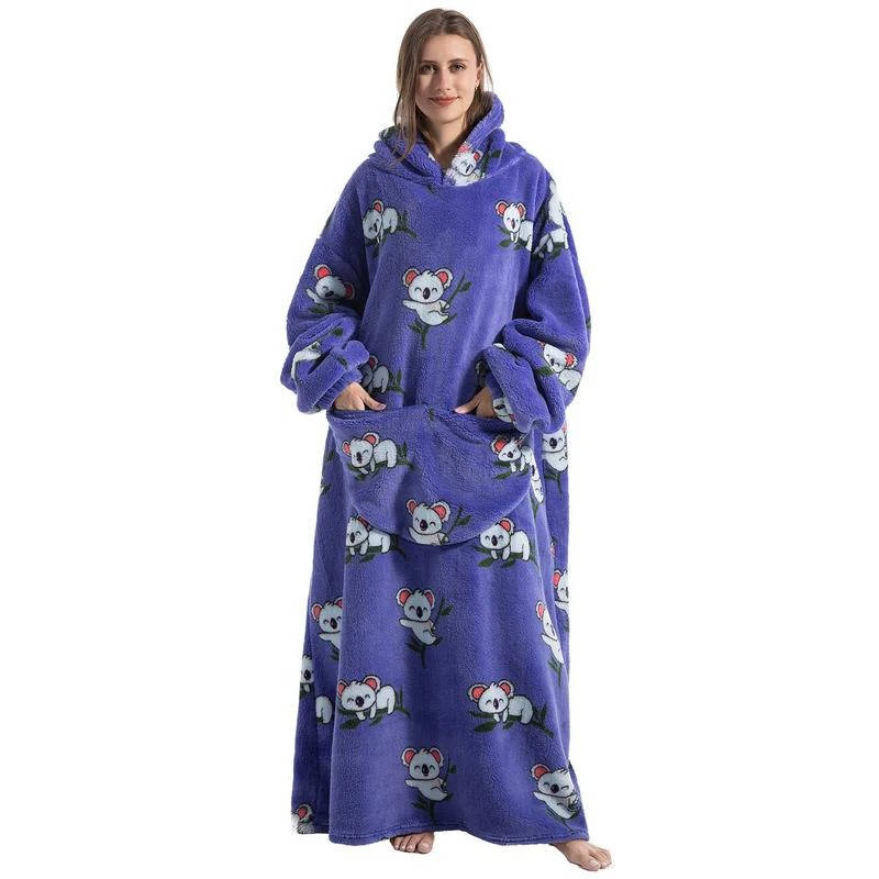Long Wearable Blanket Hoodie Oversized Sherpa Fleece Hooded Blanket with Kangaroo Pocket for Adults — photo 12