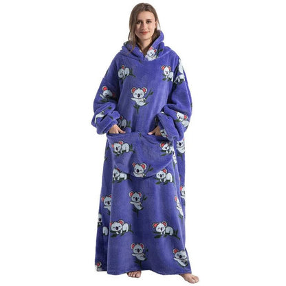 Long Wearable Blanket Hoodie Oversized Sherpa Fleece Hooded Blanket with Kangaroo Pocket for Adults — photo 12