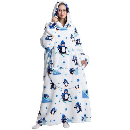 Long Wearable Blanket Hoodie Oversized Sherpa Fleece Hooded Blanket with Kangaroo Pocket for Adults — photo 13