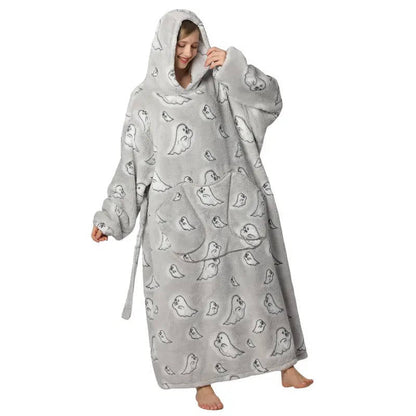 Long Wearable Blanket Hoodie Oversized Sherpa Fleece Hooded Blanket with Kangaroo Pocket for Adults — photo 14