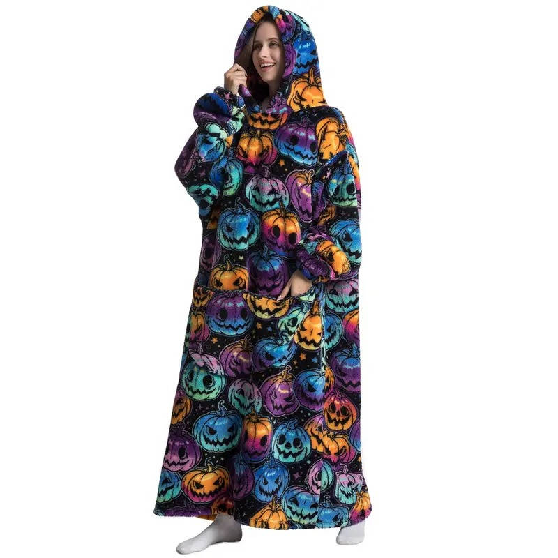 Long Wearable Blanket Hoodie Oversized Sherpa Fleece Hooded Blanket with Kangaroo Pocket for Adults — photo 15