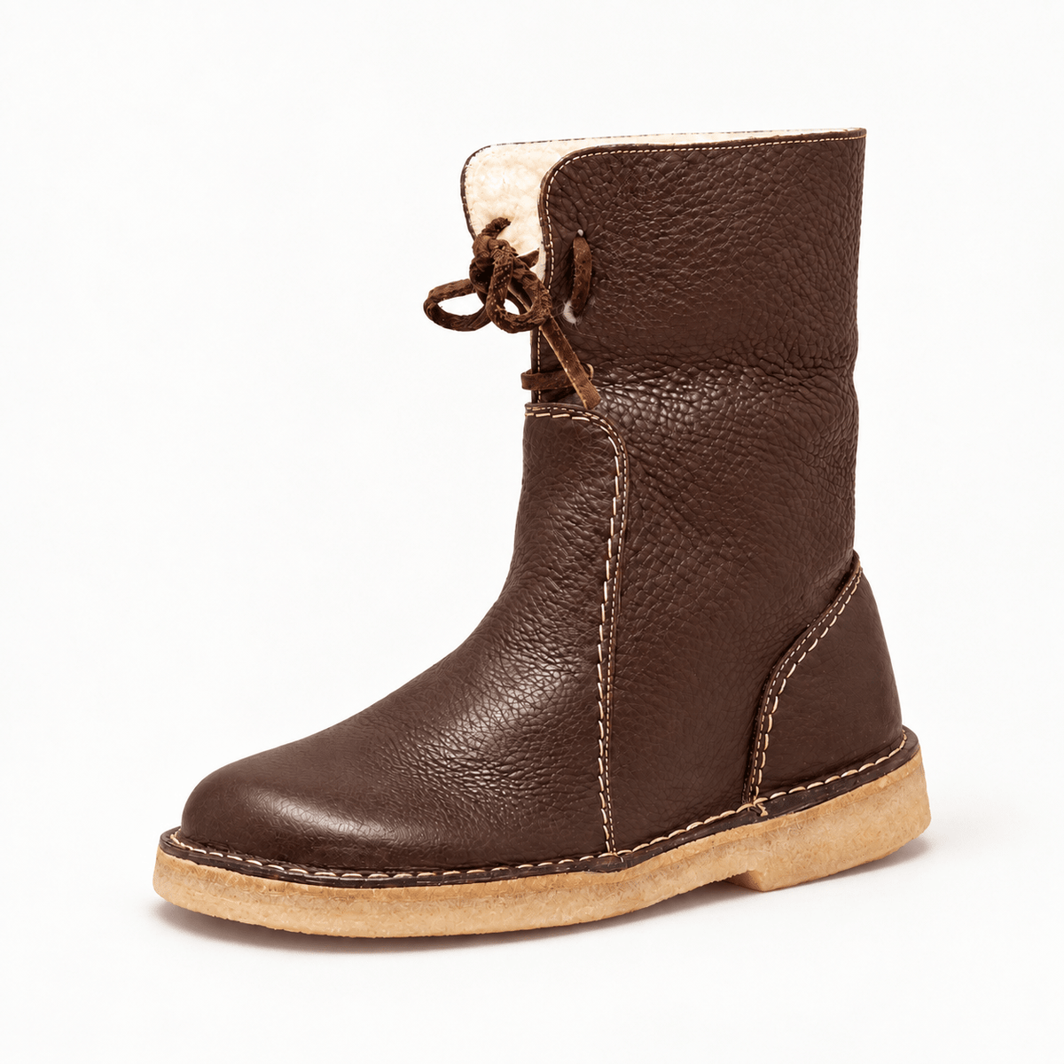 Izabela - Women's Shearling-Trim Lace-Up Winter Boots with Pull Tab — photo 5