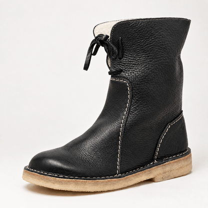 Izabela - Women's Shearling-Trim Lace-Up Winter Boots with Pull Tab — photo 1