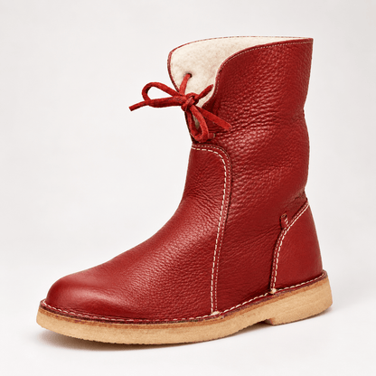 Izabela - Women's Shearling-Trim Lace-Up Winter Boots with Pull Tab — photo 2