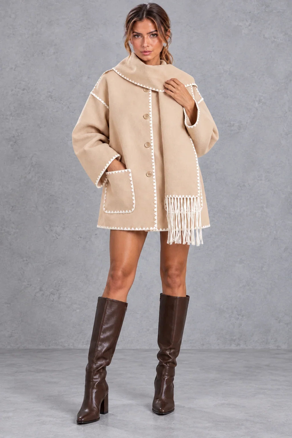 Jacket Women - Scarf Collar with Blanket Stitch — photo 5