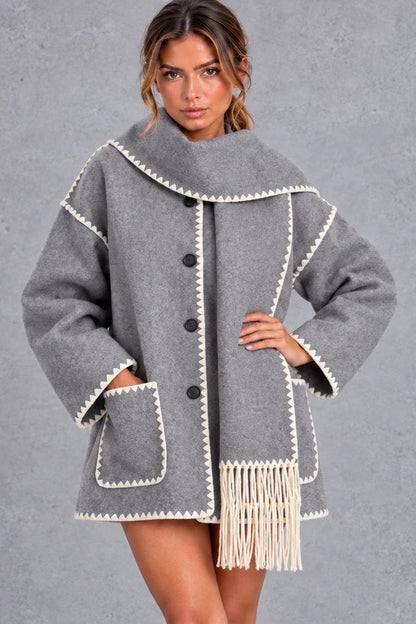 Jacket Women - Scarf Collar with Blanket Stitch — photo 9