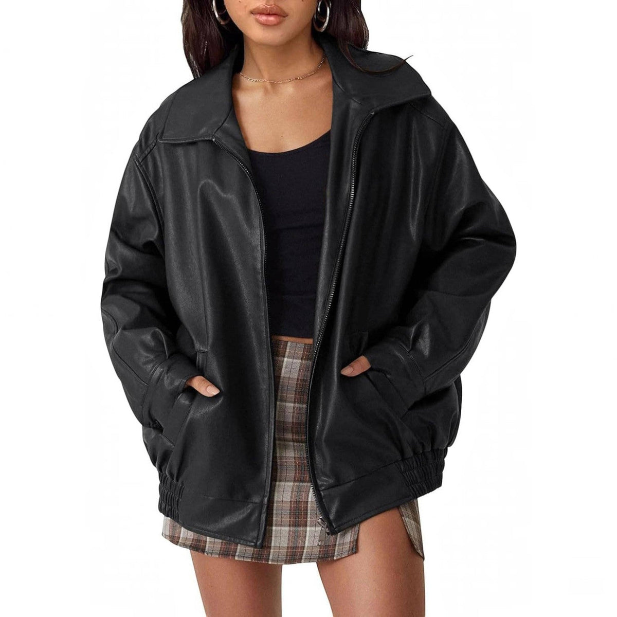 Judith | Cozy Oversized Boyfriend Moto Leather Jacket — photo 3