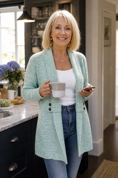 Women's Long Knit Cardigan with Flattering Fit and Shawl Collar — photo 4