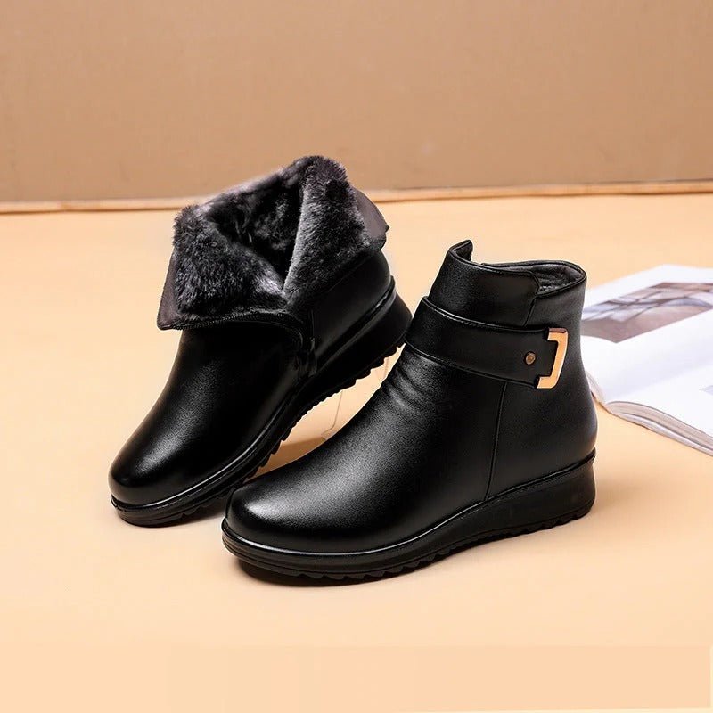 Margaret - Women's Orthopaedic Fur-Lined Ankle Boots with Buckle Strap — photo 1
