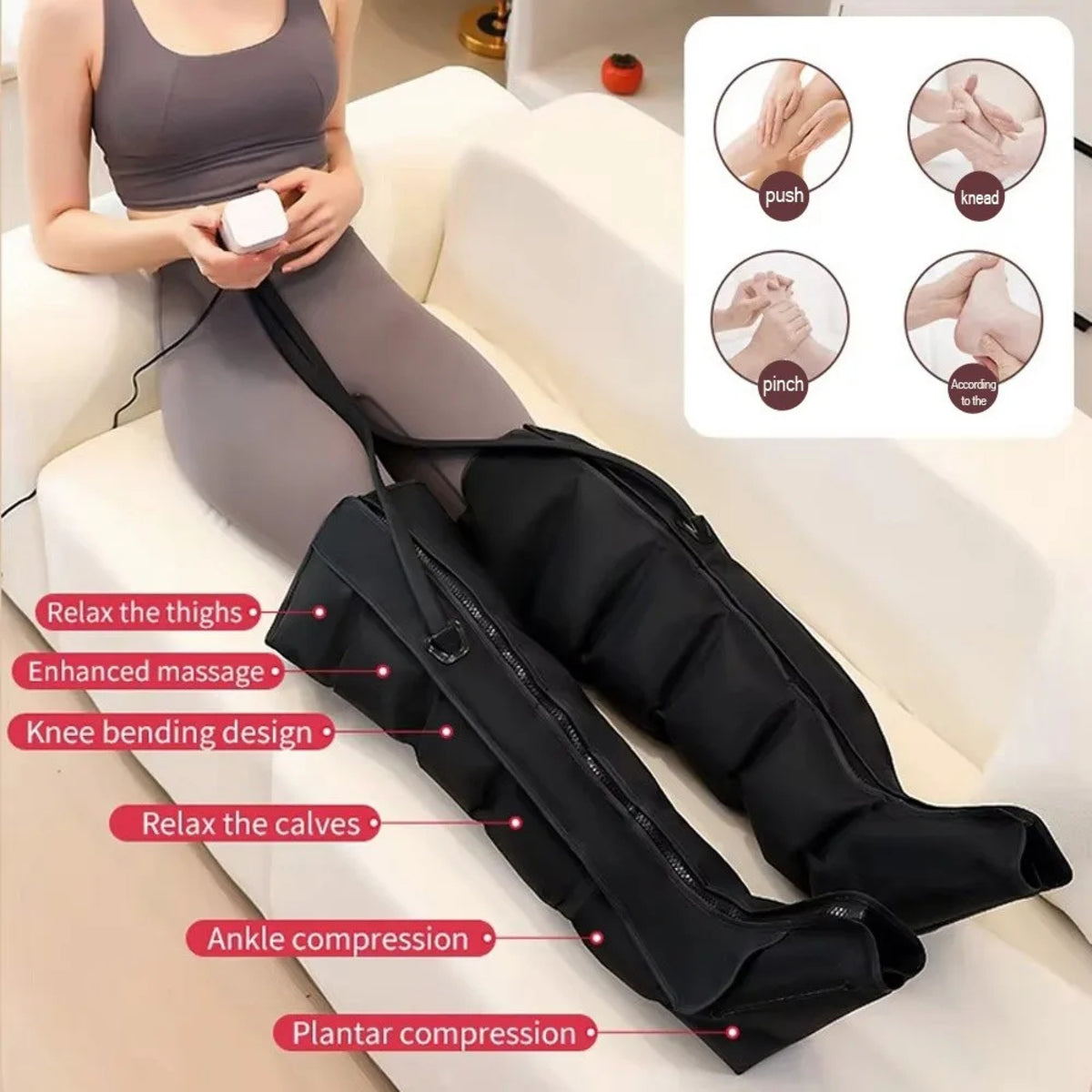 Electric Pneumatic Leg Massager for Thighs, Calves & Feet with Remote Control — photo 2