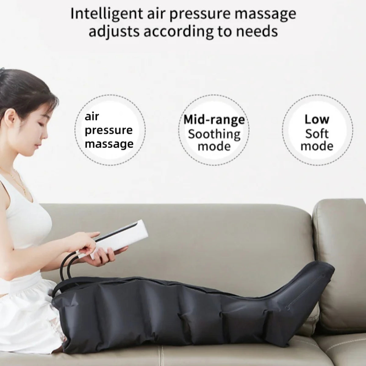 Electric Pneumatic Leg Massager for Thighs, Calves & Feet with Remote Control — photo 3
