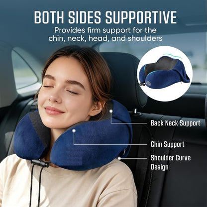 Hooded U-Shaped Memory Foam Travel Neck Pillow - Removable & Washable — photo 4