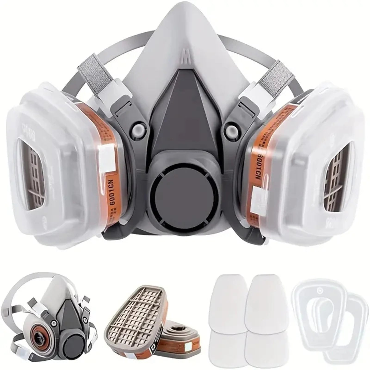 7-in-1/16-in-1 Half Face Respirator Mask with Replaceable Filters for Painting & Spraying — photo 2